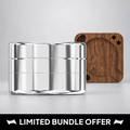 Endless stainless steel herb grinder with wood rolling pad